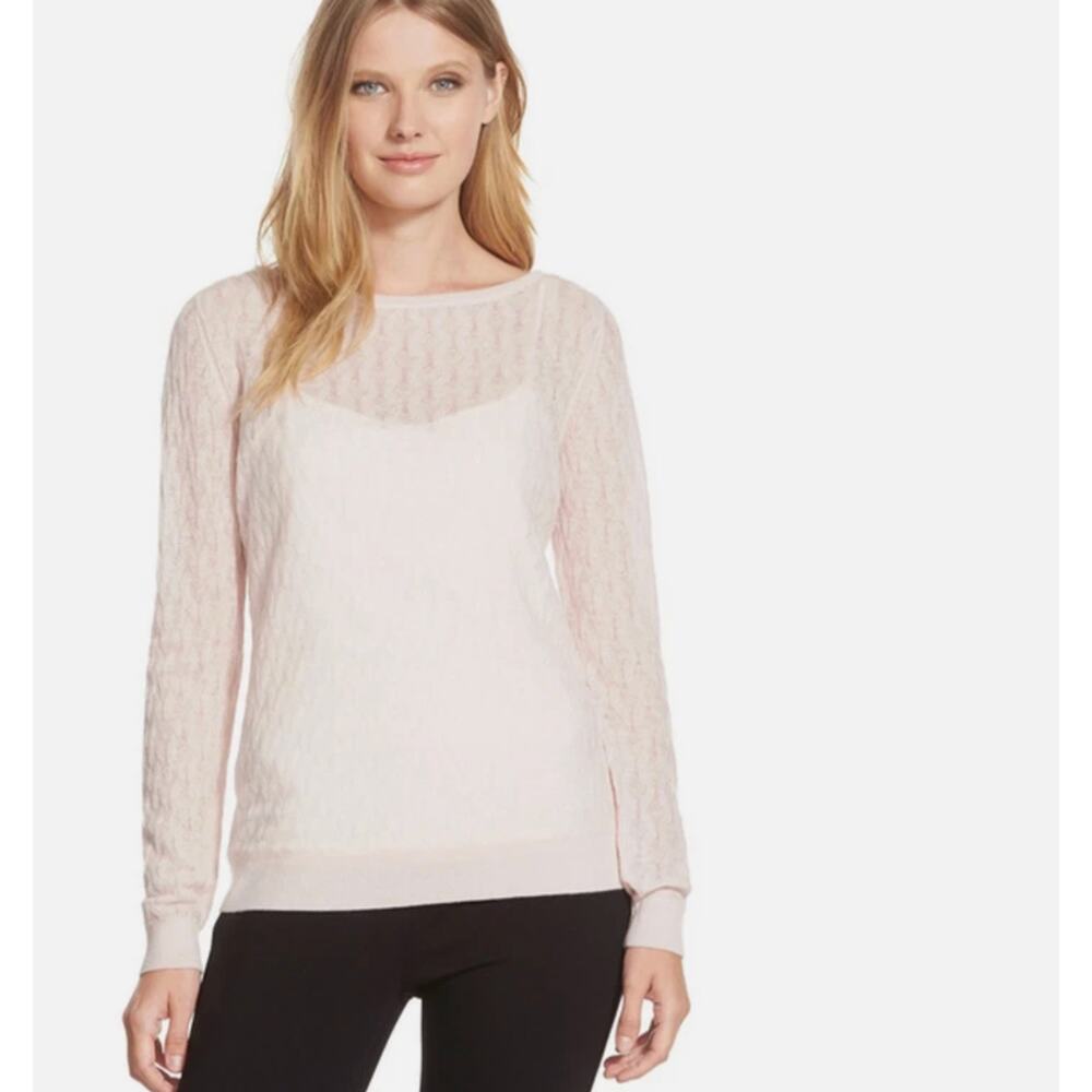 Classiques Entier Pink Hush Cashmere Textured Knit Sweater Pullover Size Medium